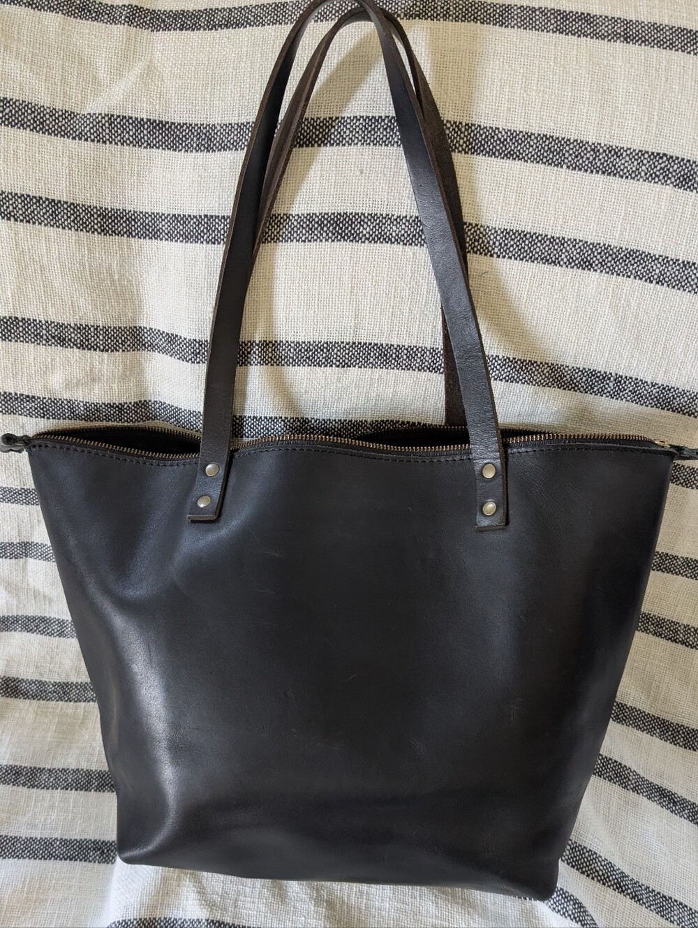Portland Leather Goods Black Large Zippered Tote - Picture 2 of 9